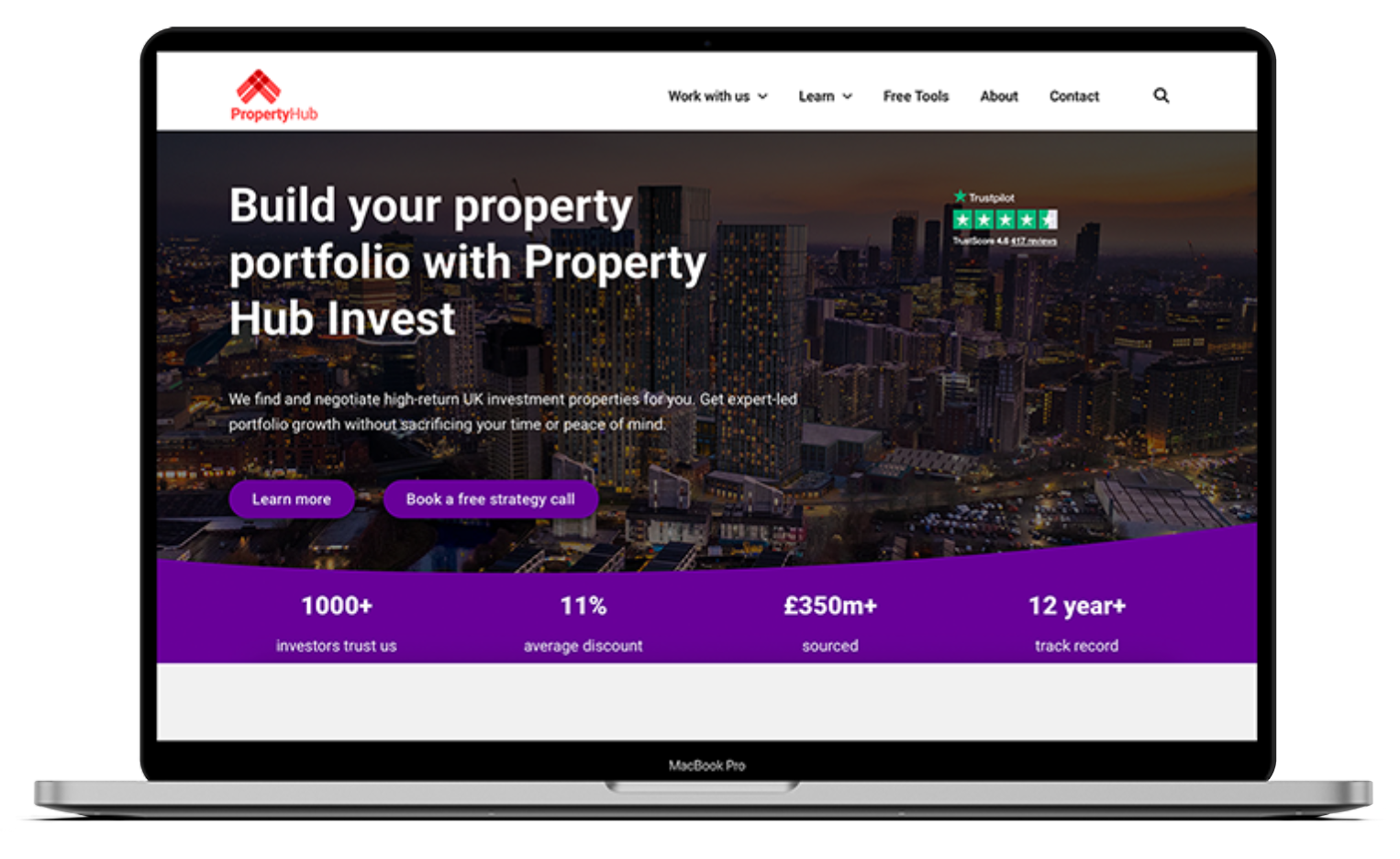 Property Hub Invest on laptop